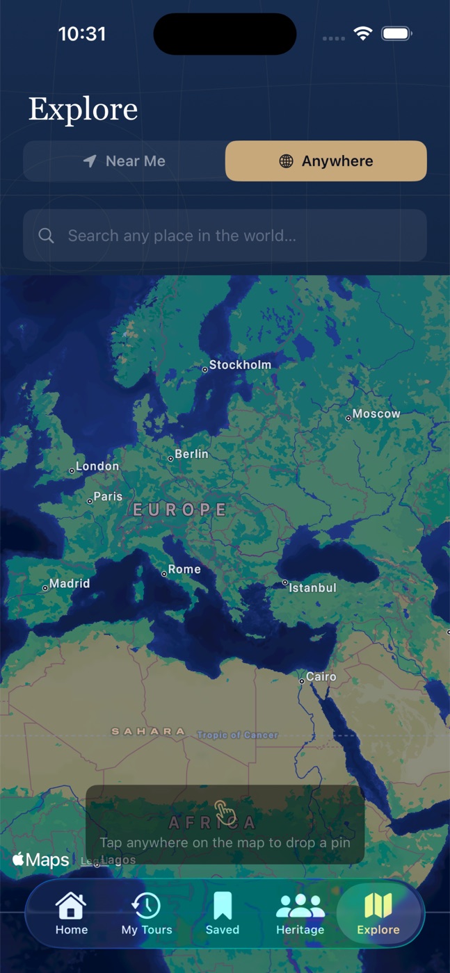 AnyTour map for exploring places around the world